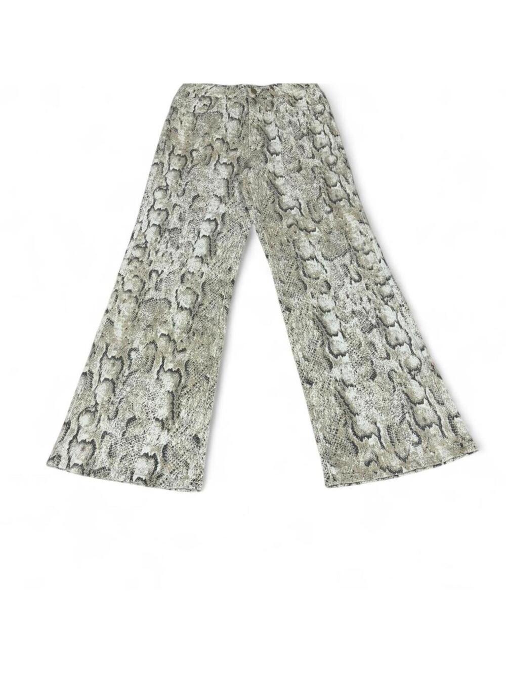 Snake design print light weight denim jeans
